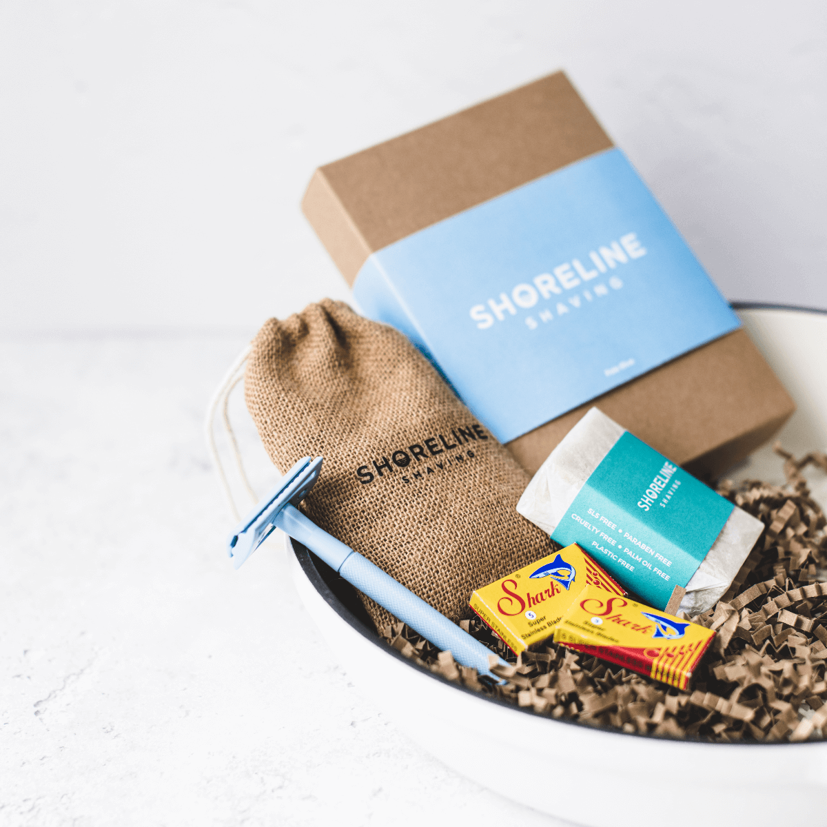 Shaving Kit with Metal Razor - Pale Blue | Shoreline Shaving | Life Before Plastic